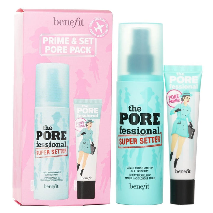 Benefit Prime and Set Pore Pack: The Porefessional Smoothing Face Primer + Super Setter Long Lasting Makeup Setting Image 1