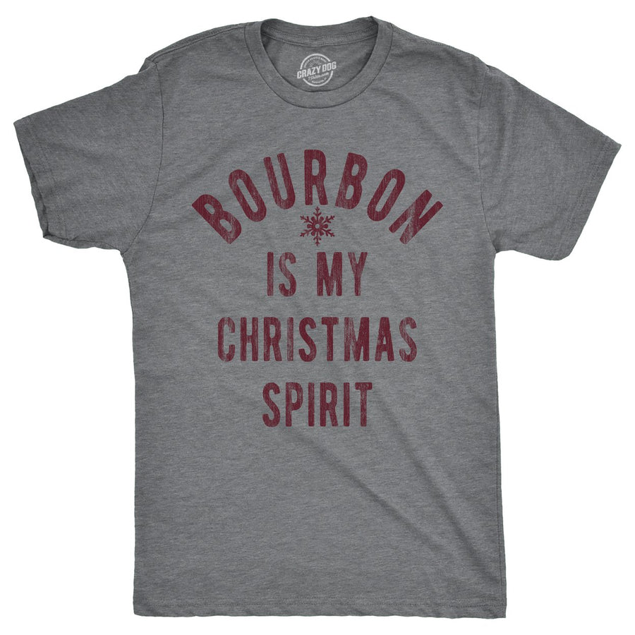 Mens Funny T Shirts Bourbon Is My Christmas Spirit Sarcastic Xmas Drinking Graphic Tee For Men Image 1