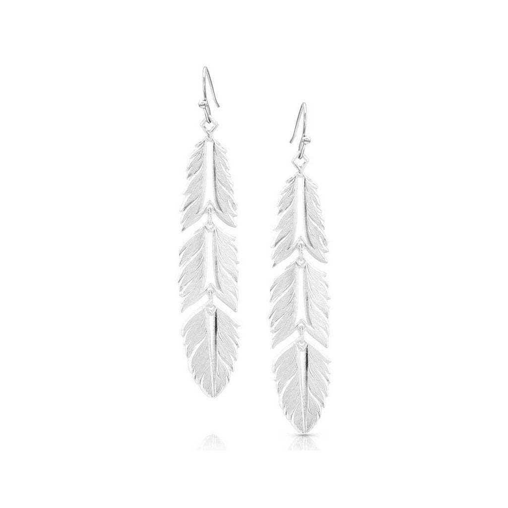 Montana Silversmiths Earrings Womens Freedom Feather American AMER5459 Image 1