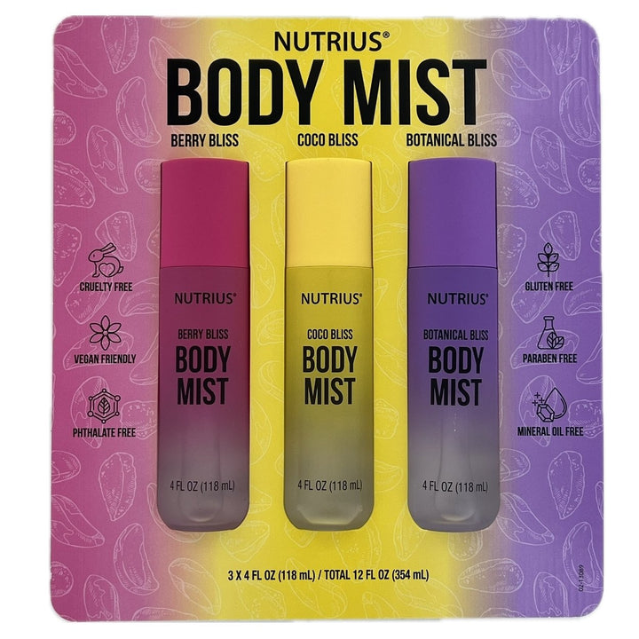 Nutrius Body Mist Variety 4 Fluid Ounce (Pack of 3) Image 1