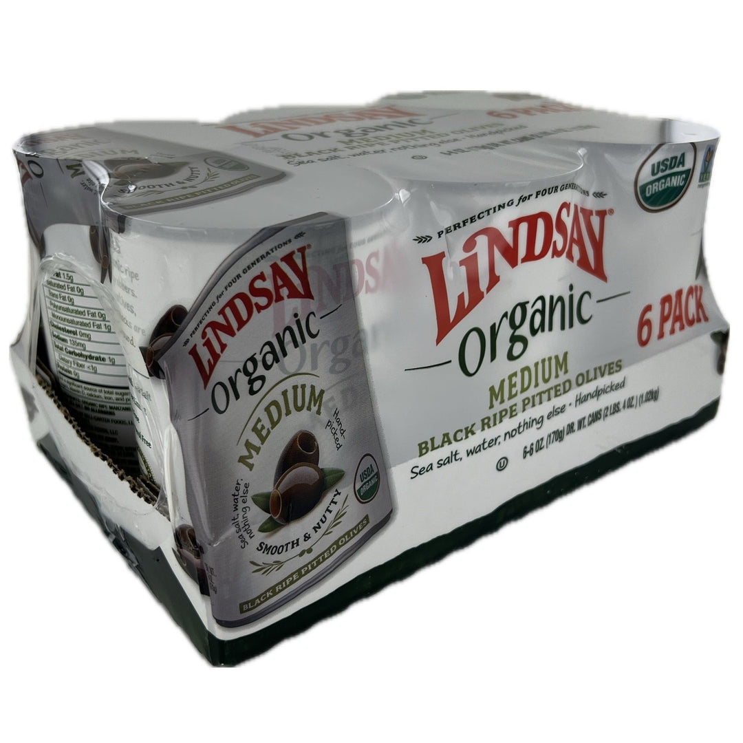 Lindsay Organic Medium Black Ripe Pitted Olives 6 Ounce (Pack of 6) Image 1