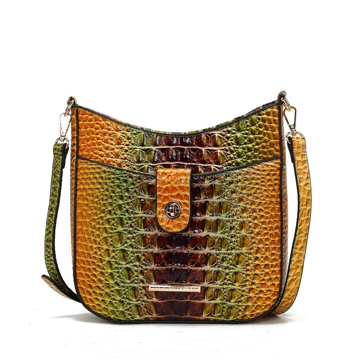 MKFCollection Giovana Gradient Croc Crossbody Bag - Vegan Leather Designer Image 6