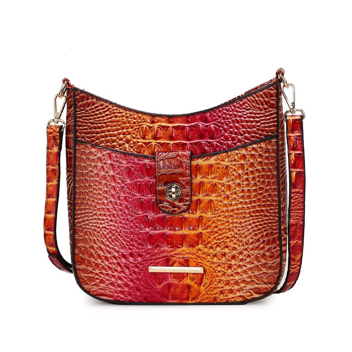 MKFCollection Giovana Gradient Croc Crossbody Bag - Vegan Leather Designer Image 1