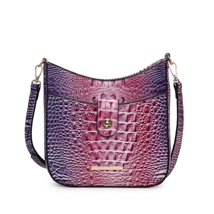 MKFCollection Giovana Gradient Croc Crossbody Bag - Vegan Leather Designer Image 9