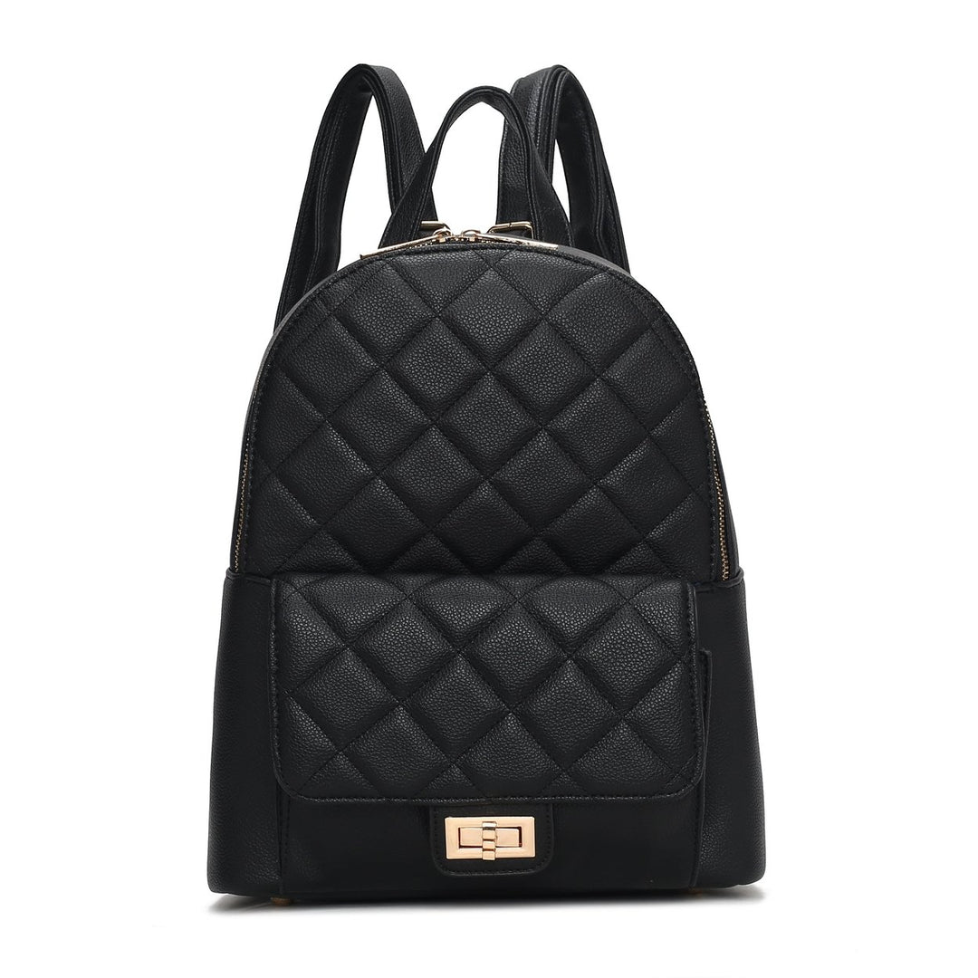 MKFCollection Dimitria Quilted Backpack - Vegan Leather Designer Handbag Image 1