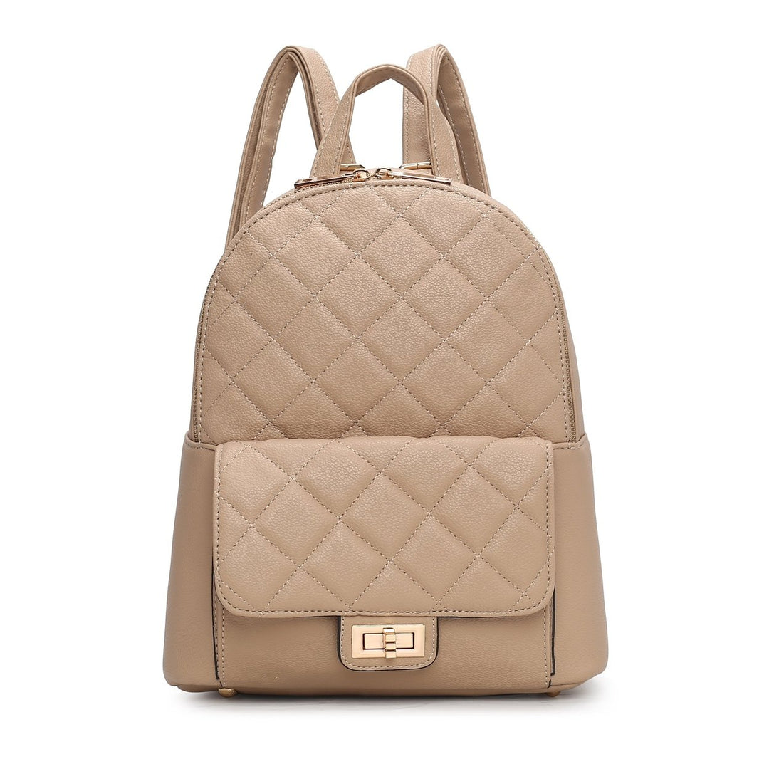 MKFCollection Dimitria Quilted Backpack - Vegan Leather Designer Handbag Image 1