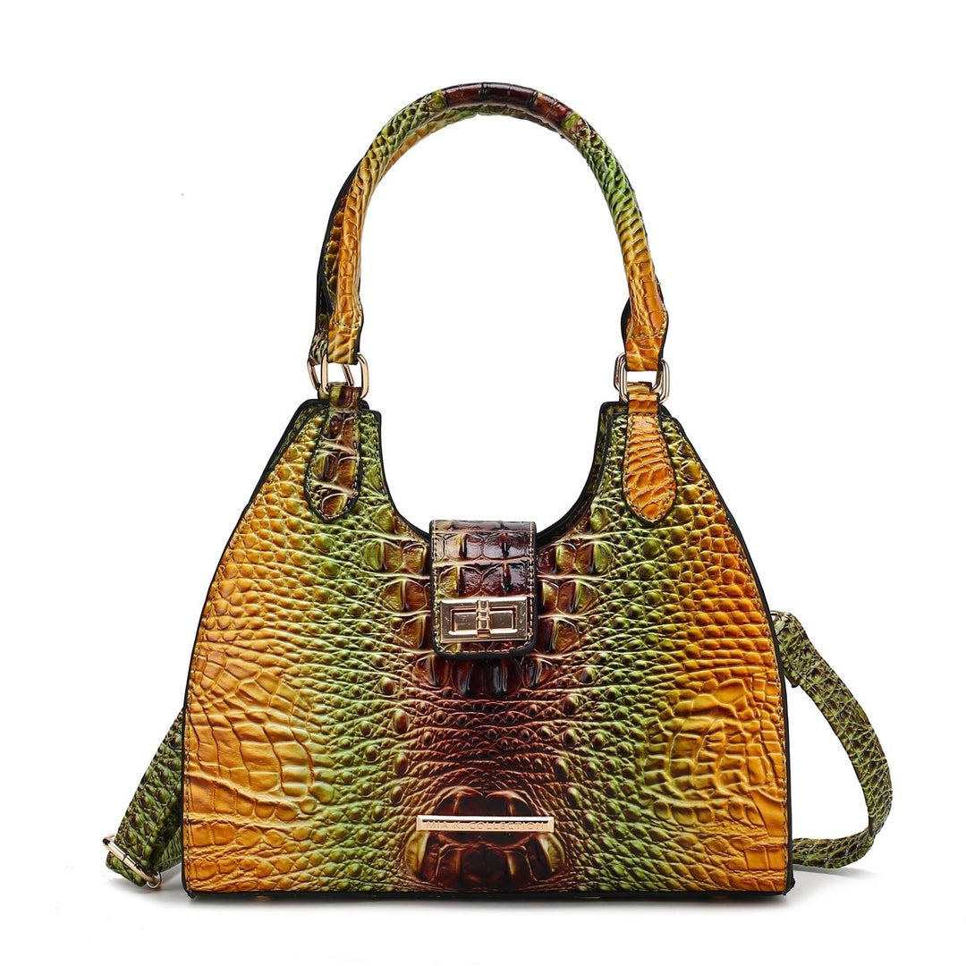 MKFCollection Ava Gradient Croc Tote Bag - Vegan Leather Designer Handbag Image 6