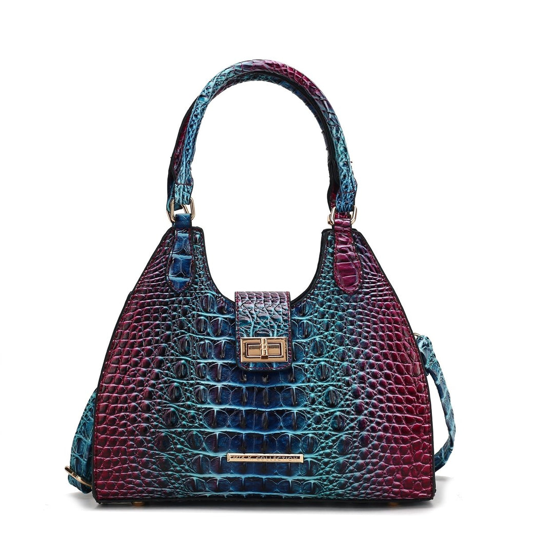 MKFCollection Ava Gradient Croc Tote Bag - Vegan Leather Designer Handbag Image 8