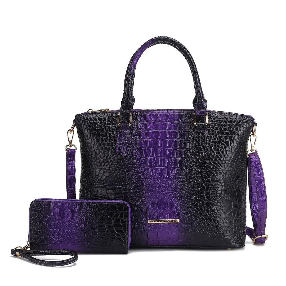 Liora Croc-Embossed Tote Bag and Set Image 8