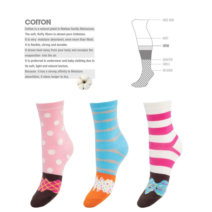 Womens Donut Socks Gift Box Colorful and Soft Cotton Crew Socks 3 pack Image 4