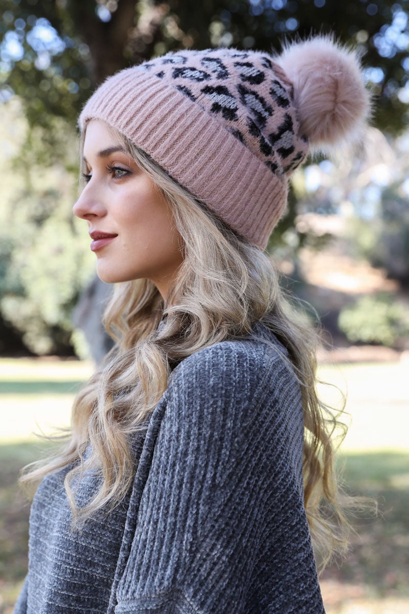 Wild Leopard Knit Beanie Image 1