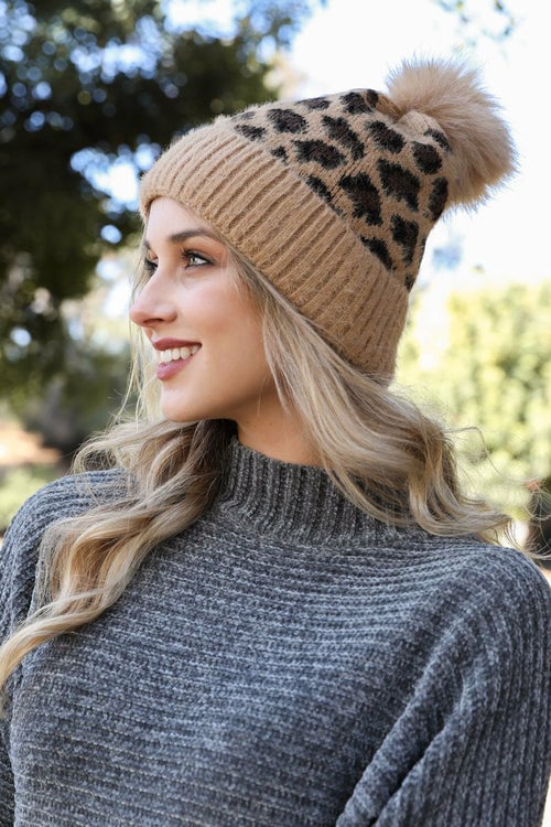 Wild Leopard Knit Beanie Image 2