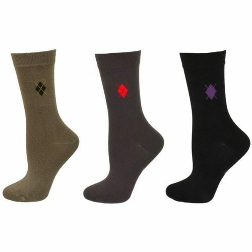 Womens Argyle Pattern Bamboo Crew Socks Image 2