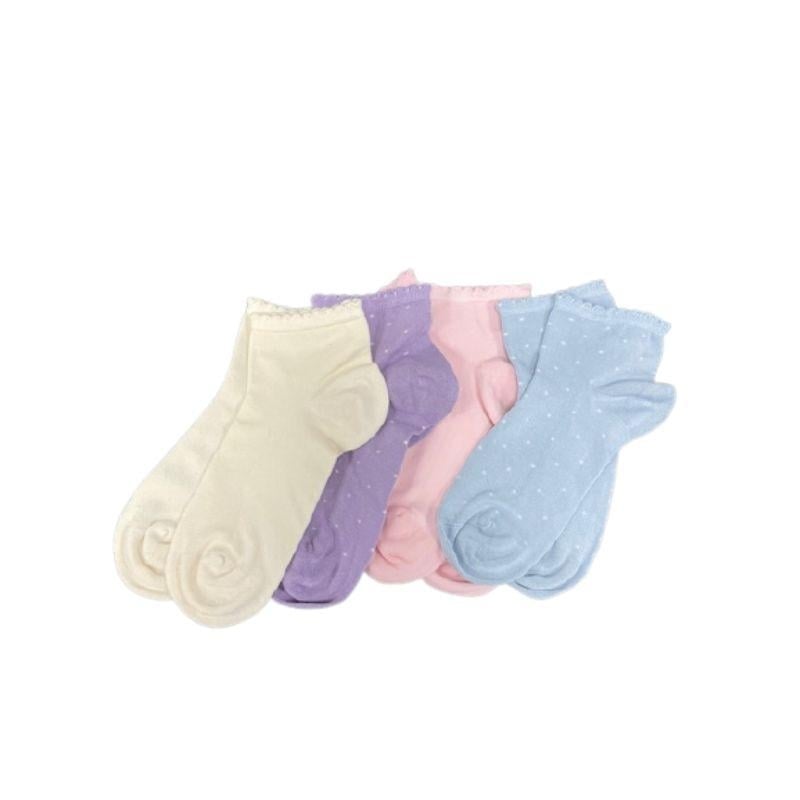 Womens Bamboo Socks - Low Cut Quarter Scalloped Edge Pastel Colors Image 1