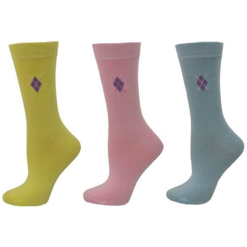 Womens Argyle Pattern Bamboo Crew Socks Image 1