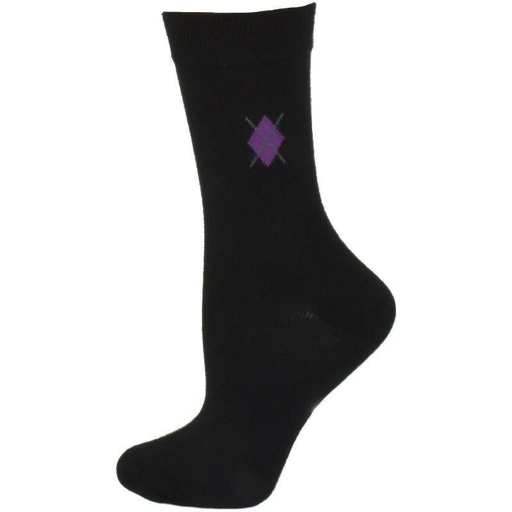 Womens Argyle Pattern Bamboo Crew Socks Image 10