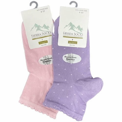 Womens Bamboo Socks - Low Cut Quarter Scalloped Edge Pastel Colors Image 7