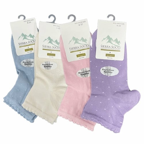 Womens Bamboo Socks - Low Cut Quarter Scalloped Edge Pastel Colors Image 8