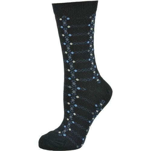 Womens Cotton Geometric Pattern Crew Sock Made in Turkey Image 2