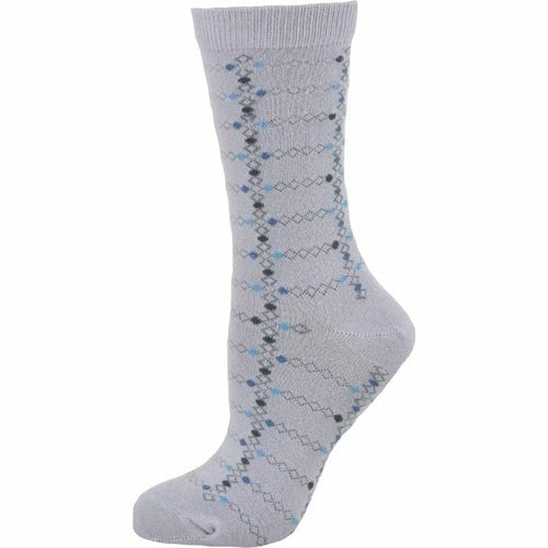 Womens Cotton Geometric Pattern Crew Sock Made in Turkey Image 3