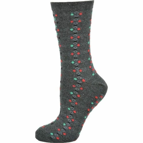 Womens Cotton Geometric Pattern Crew Sock Made in Turkey Image 4