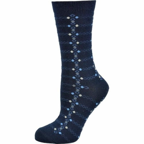 Womens Cotton Geometric Pattern Crew Sock Made in Turkey Image 6