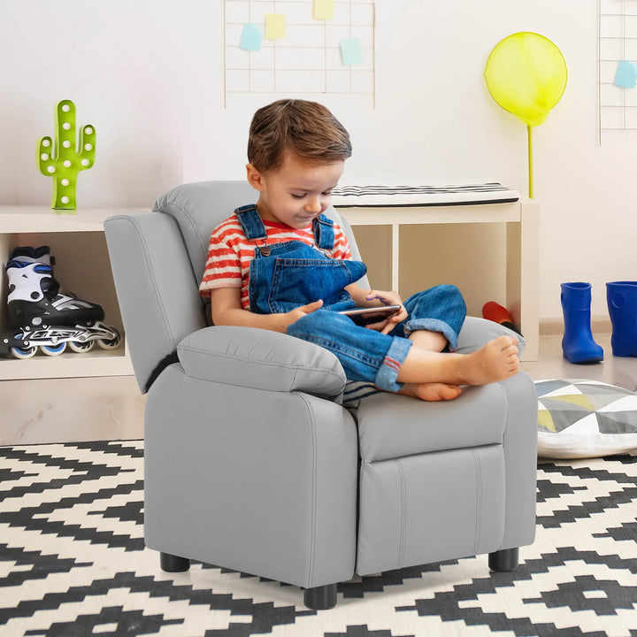 Kids Sofa Deluxe Padded Armchair Recliner Headrest w/ Storage Arms Image 2