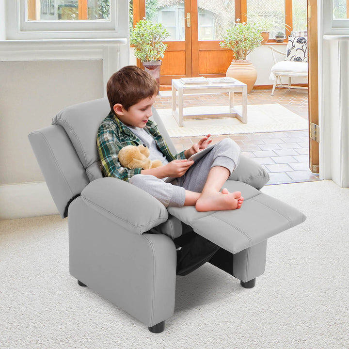 Kids Sofa Deluxe Padded Armchair Recliner Headrest w/ Storage Arms Image 4