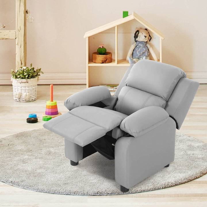 Kids Sofa Deluxe Padded Armchair Recliner Headrest w/ Storage Arms Image 4