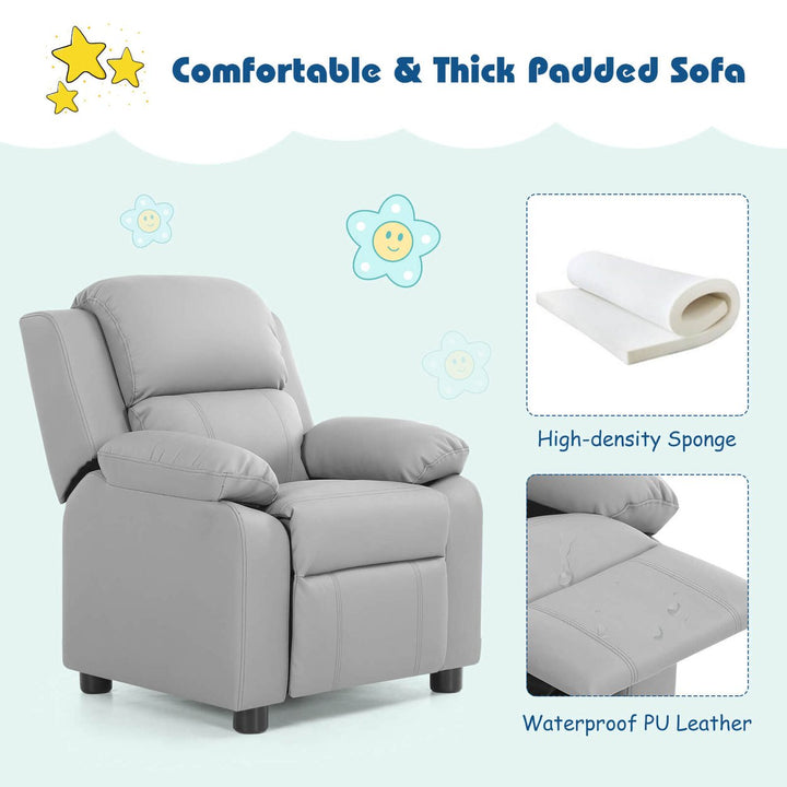 Kids Sofa Deluxe Padded Armchair Recliner Headrest w/ Storage Arms Image 7