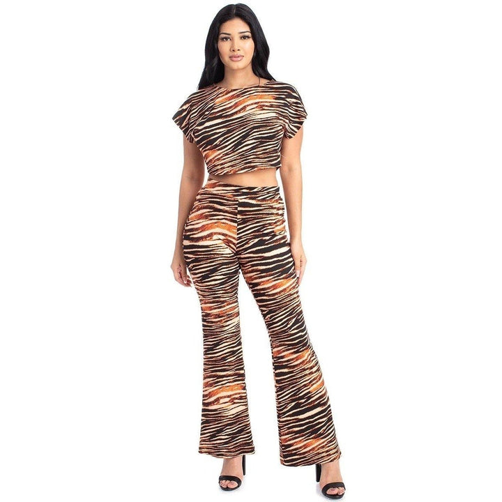 Zebra Print Crop Top And Palazzo Pants Set Image 1