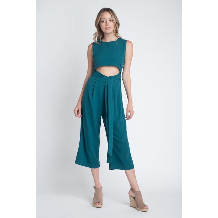 Womens Sleeveless Tie Jumpsuit with Slit Image 7