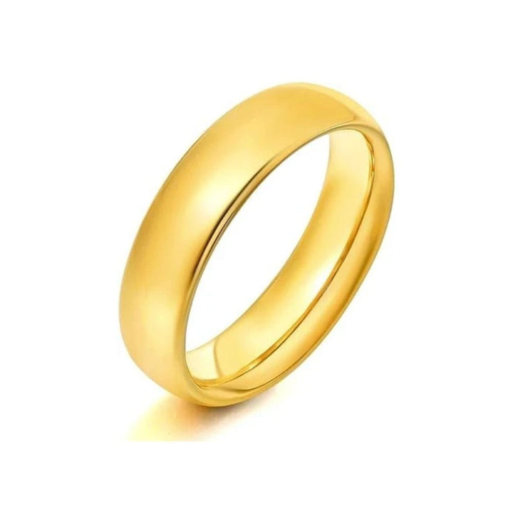 Paris Jewelry 24K Yellow Gold High Polish Classic Wedding Ring 6mm Women And Men Plated Size - 8 Image 1