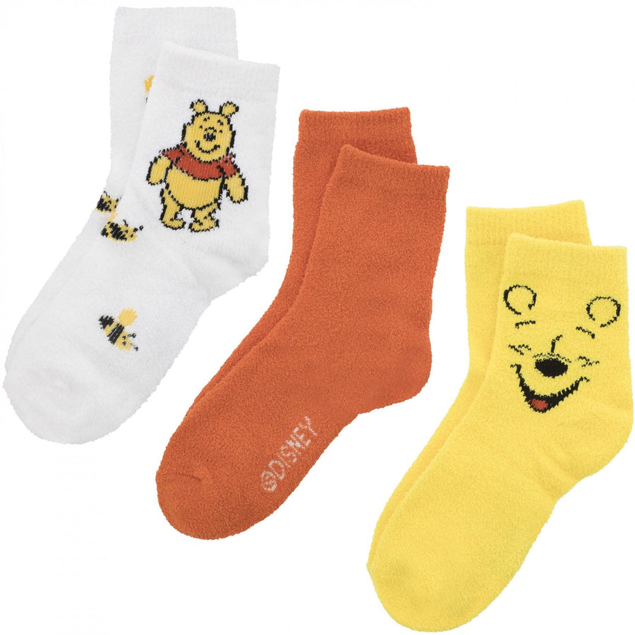 Winnie The Pooh Beary Cute Fuzzy Crew Socks 3-Pair Box Set Image 1