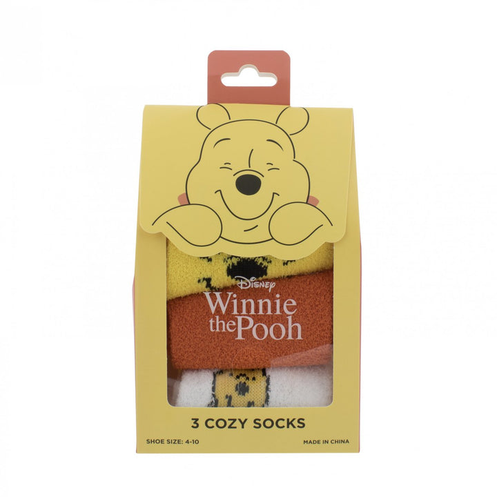 Winnie The Pooh Beary Cute Fuzzy Crew Socks 3-Pair Box Set Image 4