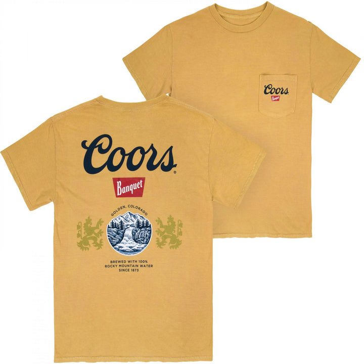 Coors Banquet Old Gold Front and Back Print Pocket Tee Image 1