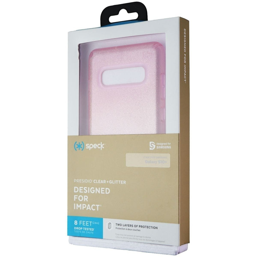 Speck Presidio Clear + Glitter Hard Case for (S10+) - Gold Glitter/Bella Pink Image 1