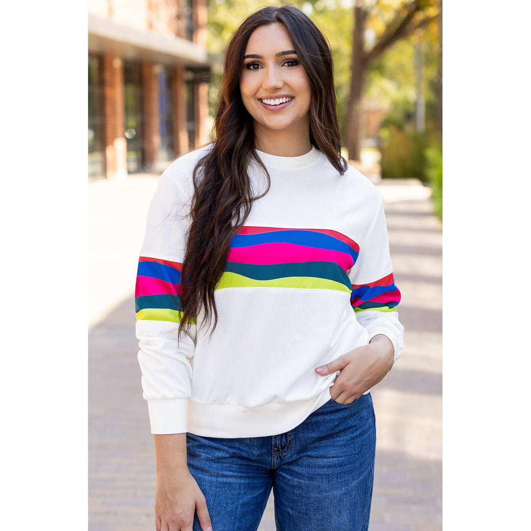 Alora Striped Accent Long Sleeve Top Image 1