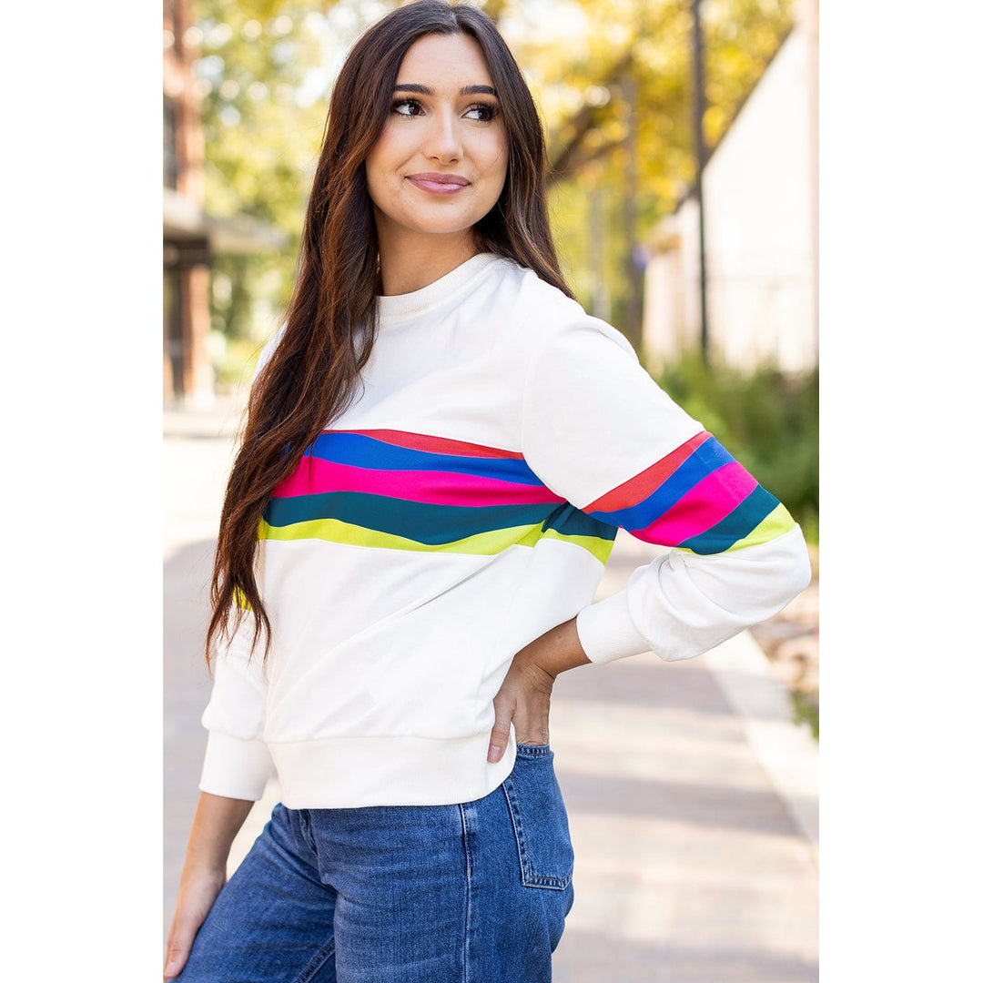 Alora Striped Accent Long Sleeve Top Image 3