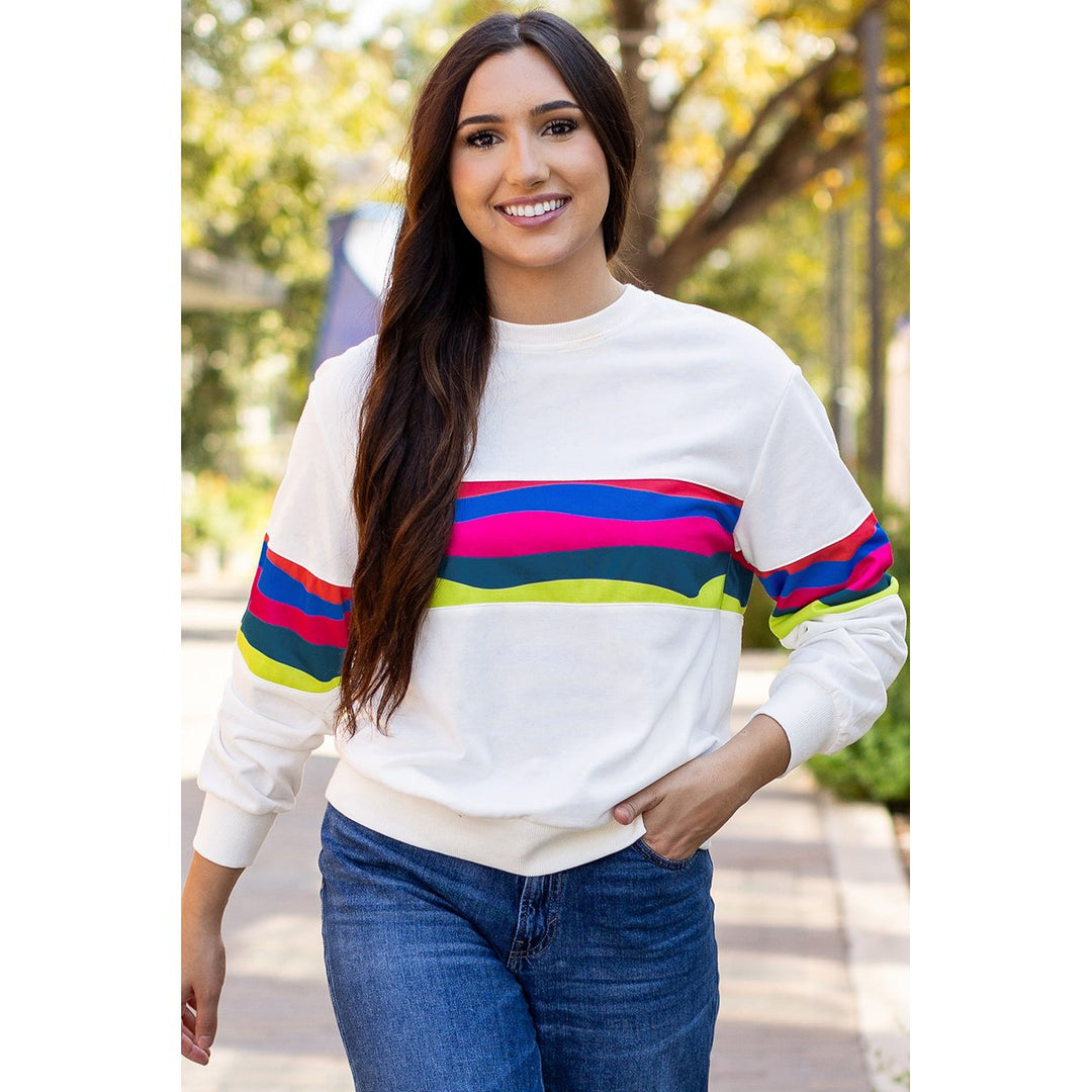 Alora Striped Accent Long Sleeve Top Image 4