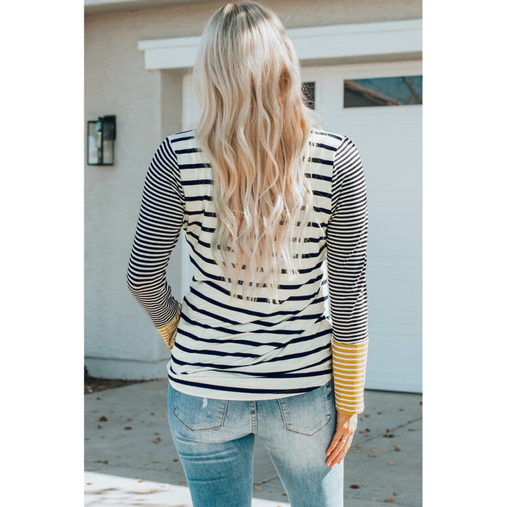 Annie Stripe Button Henley Top Image 3