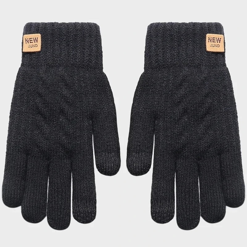 Knitted Thick Thermal Full Finger Gloves Outdoor Warm Wool Driving Gloves Image 2