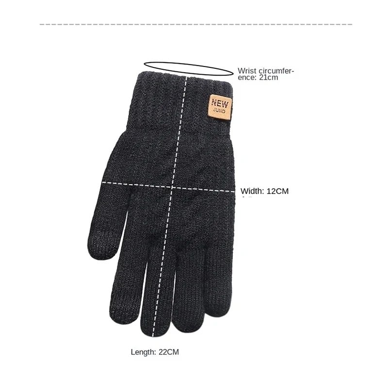 Knitted Thick Thermal Full Finger Gloves Outdoor Warm Wool Driving Gloves Image 4