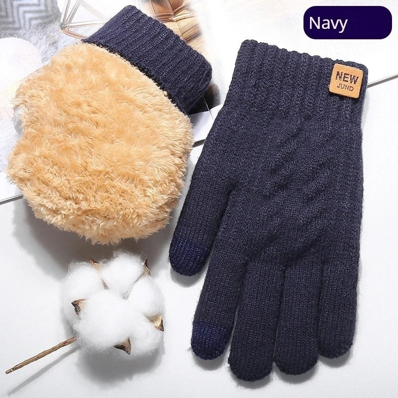 Knitted Thick Thermal Full Finger Gloves Outdoor Warm Wool Driving Gloves Image 6