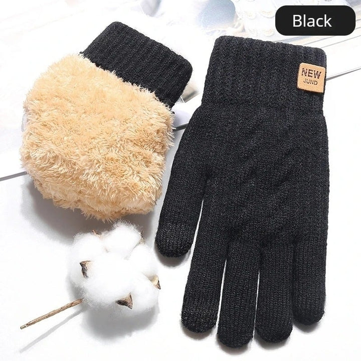 Knitted Thick Thermal Full Finger Gloves Outdoor Warm Wool Driving Gloves Image 7