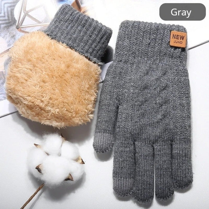 Knitted Thick Thermal Full Finger Gloves Outdoor Warm Wool Driving Gloves Image 9