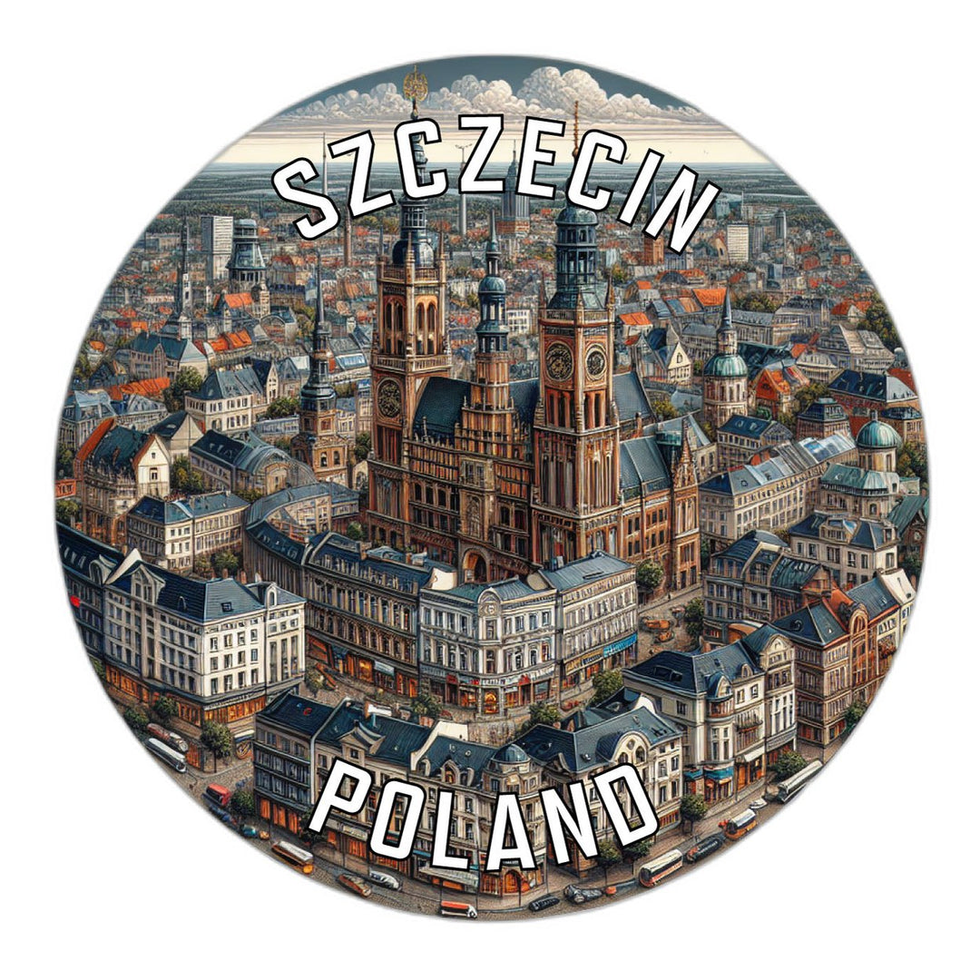 Szczecin Poland Souvenir Die Cut Flat Magnet Image 1