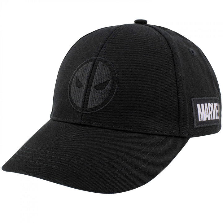 Deadpool and Marvel Logos Black on Black Snapback Hat Image 1