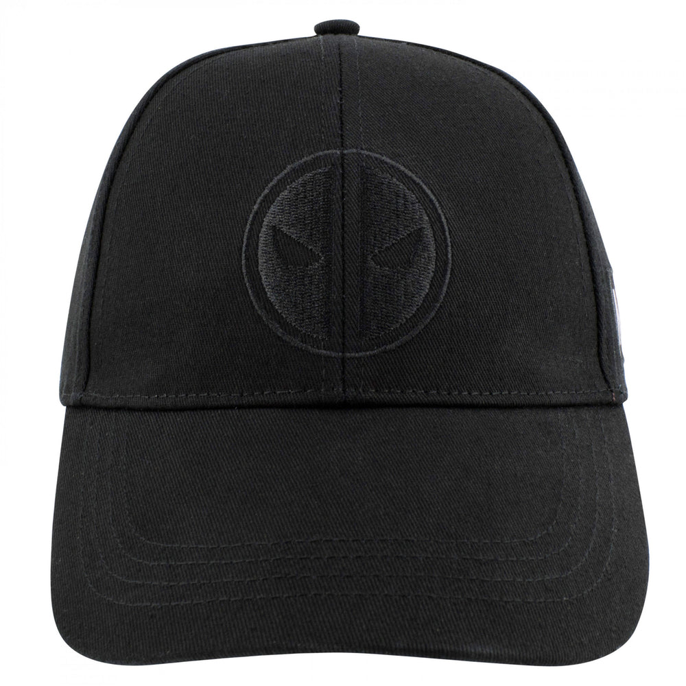 Deadpool and Marvel Logos Black on Black Snapback Hat Image 2