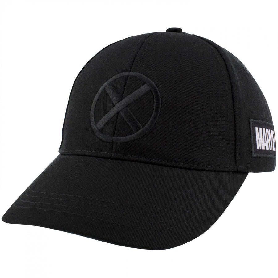 X-Men Logo Black on Black Snapback Hat Image 1